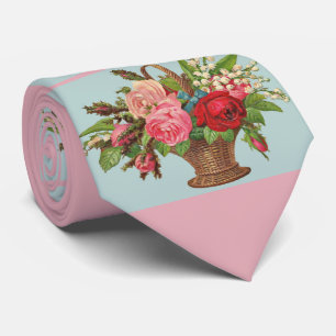 Corbata hermosa estampación de cestas de flores de Victori