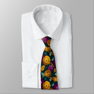 Corbata Hermosa Flor de Ranunculus de Moda Masculina