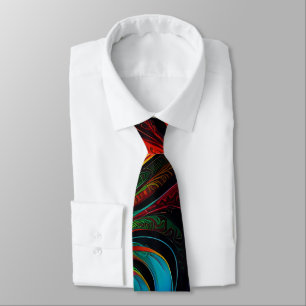 Corbata Hermosa fractal en azul y Naranja