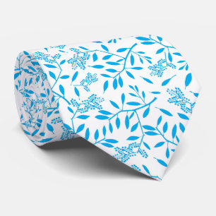 Corbata Hermosas hojas de Aqua y vides en el suelo blanco