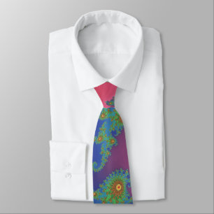 Corbata Hermoso Arte Fractal de Colores de Arcoíris Funky