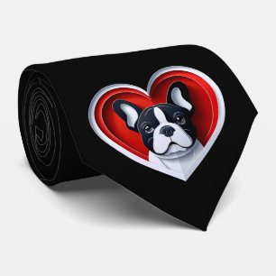 Corbata Hermoso Corazón de Bulldog Francés para Papá de Fr
