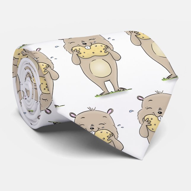 Corbata Hermoso hámster sonriente lindo con personalizado  (Enrollado)