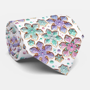 Corbata Hermoso Iced Snowflakes Turquoise Pink