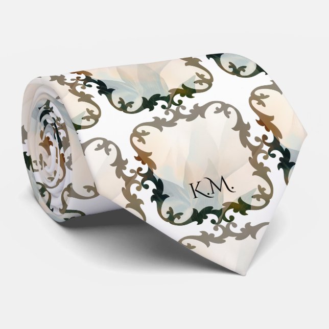 Corbata Hermoso Monograma de Moda victoriana (Enrollado)
