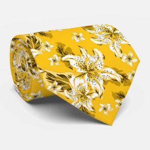 Corbata Hermoso patrón de flores amarillas