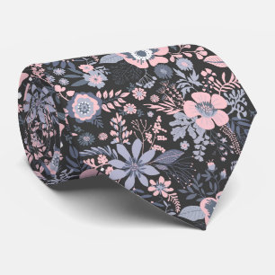 Corbata Hermoso patrón floral de color azul pastel con est