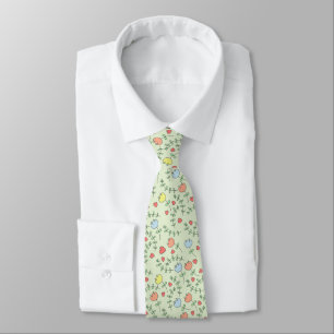 Corbata Hermoso patrón floral dibujado a mano con corazone