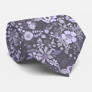 Corbata Hermoso patrón floral pastel azul estilo retro