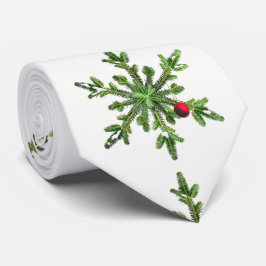 Corbata Hermosos Navidades de copos de nieve con pino de n