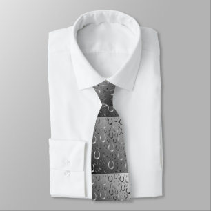 Corbata herradura, plata, gris estampado, suerte, estampad
