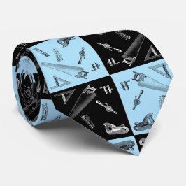 Corbata Herramientas de la carpintería en tejas azules y