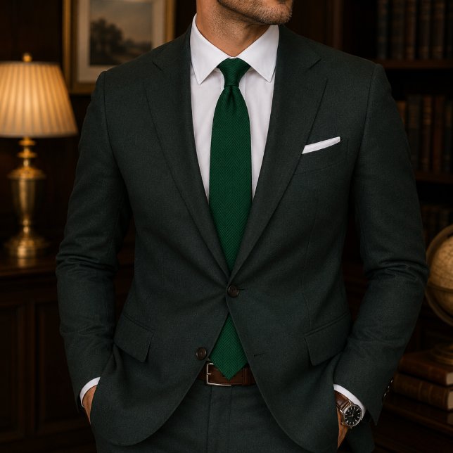 Corbata Herringbone Verde Esmeralda Profundo (Subido por el creador)