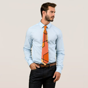 Corbata Hexagon Bauhaus - Naranja Neck Tie