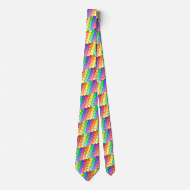 Corbata Hexágonos - Arcoíris (Anverso)