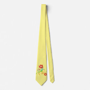 Corbata Hibisco & Decoración de Gecko + su color de fondo