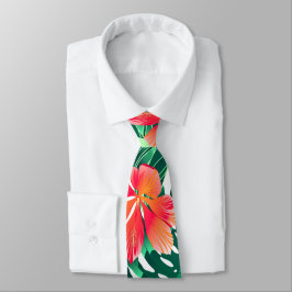 Corbata hibisco naranja tropical