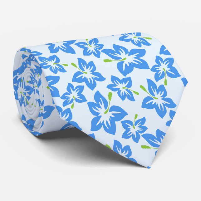 Corbata Hibiscus Azul, Flores Azules, Patrón De Flores (Enrollado)