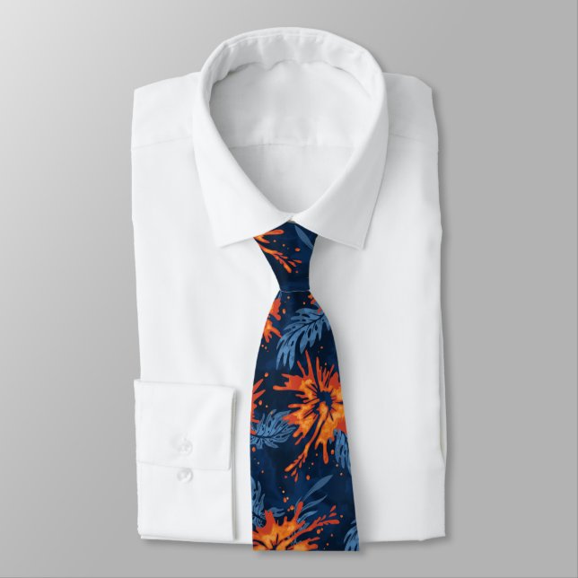 Corbata Hibiscus Hawai Floral con dos caras impresas (Atado)