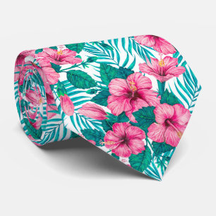 Corbata Hibiscus y hojas de palmera