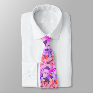 Corbata Hibiscus y Holly Unisex Fiesta Hawaiana Flores