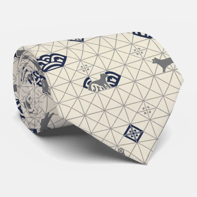 Corbata Hidden Shiba Inu Kamon Design (Enrollado)