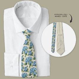 Corbata Hidrangea azul acuarela personalizada