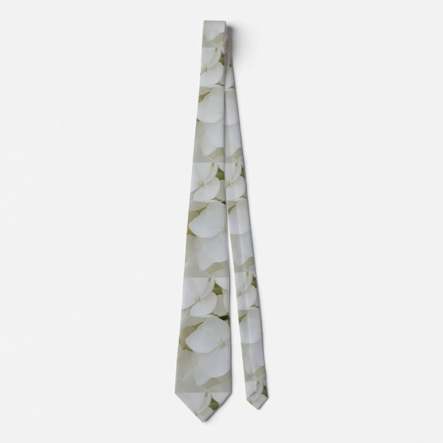 Corbata Hidrangea Flores Flores Blanco Floral Elegante Blo (Anverso)
