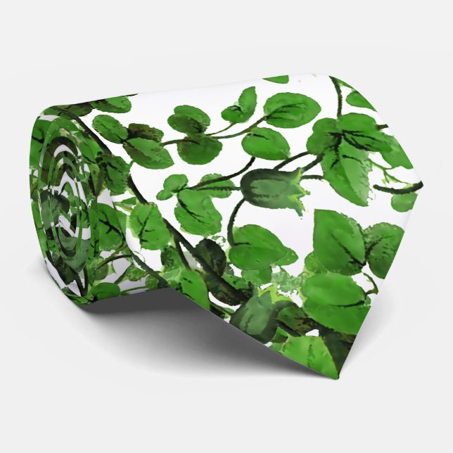Corbata Hiedra verde floral (Enrollado)