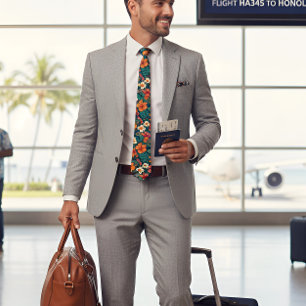 Corbata Hipo tropical Hawai Floral de dos lados