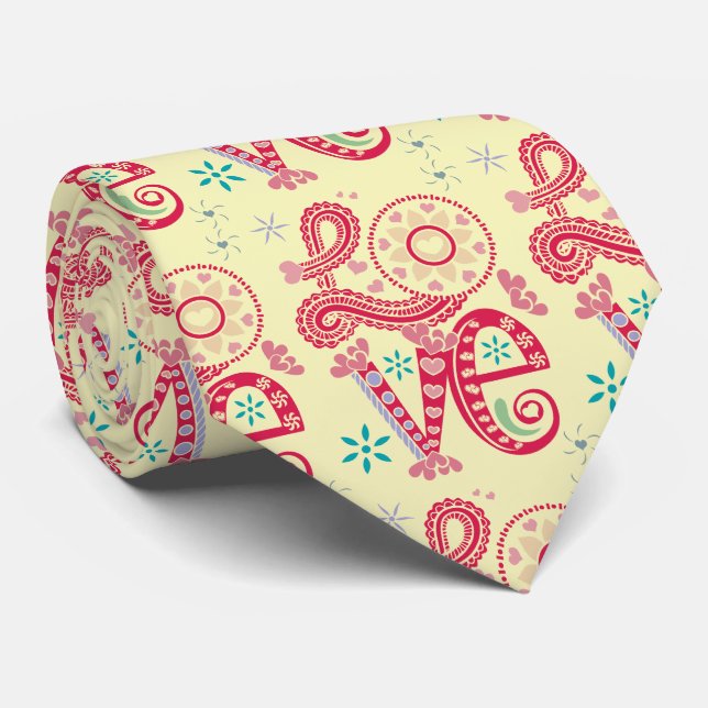 Corbata Hippie Groovy Love Rótulo Thunder_Cove (Enrollado)