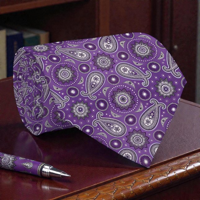 Corbata Hippy Retro Morado Paisley (Subido por el creador)