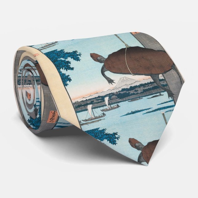 Corbata Hiroshige , Ukiyoe “ Mannen Bridge, Fukagawa ” ネクタ (Enrollado)