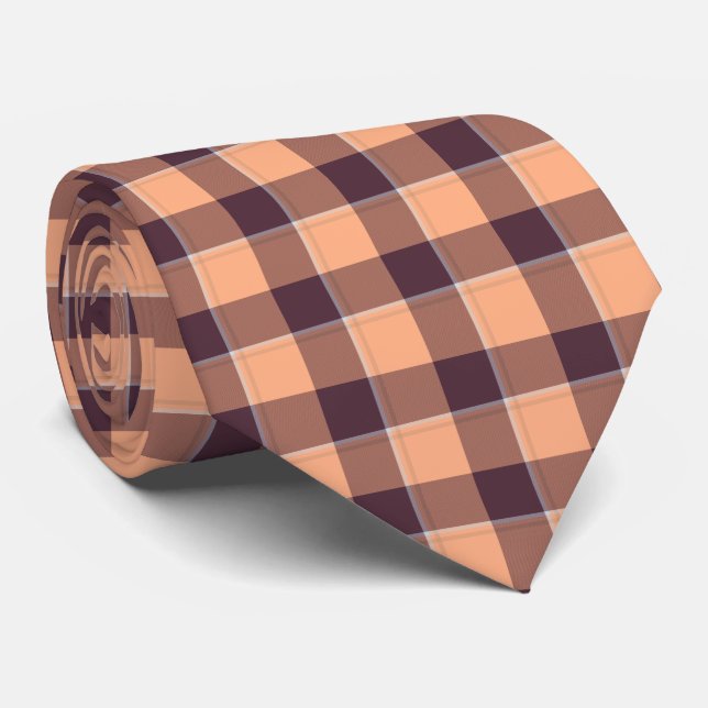 Corbata Hit Pink and Livid Brown Plaid Neck Tie (Enrollado)