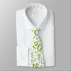 Corbata Hito 20 Patrón de número aleatorio verde/blanco