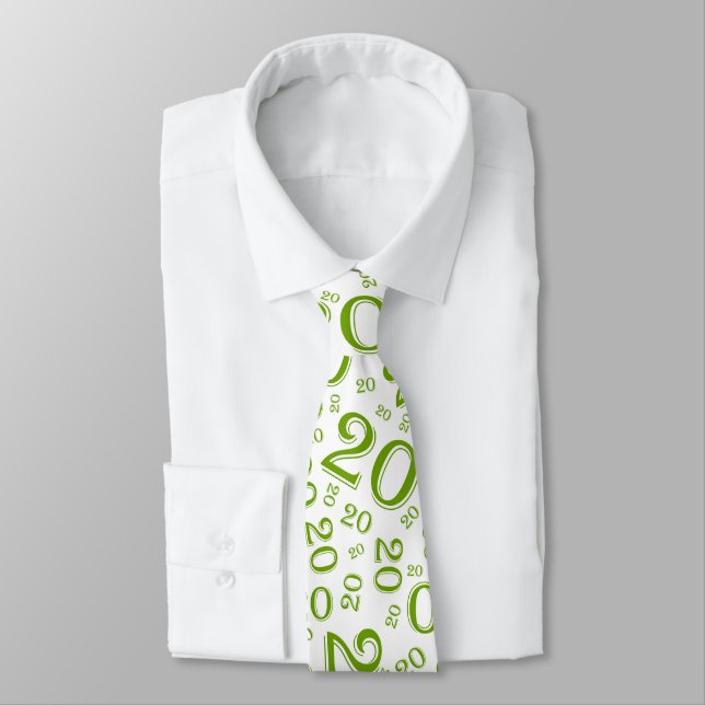 Corbata Hito 20 Patrón de número aleatorio verde/blanco (Atado)