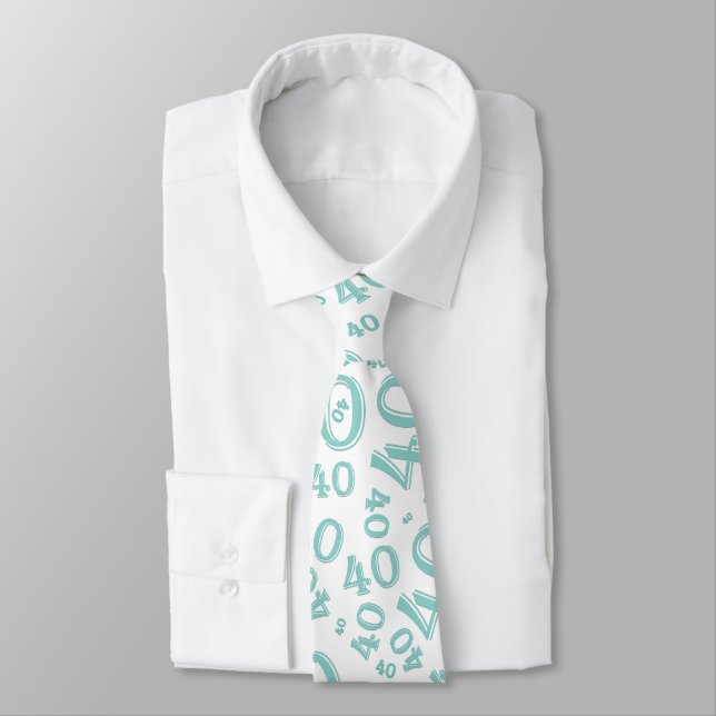 Corbata Hito 40 Patrón de número aleatorio Verde azulado/b (Atado)
