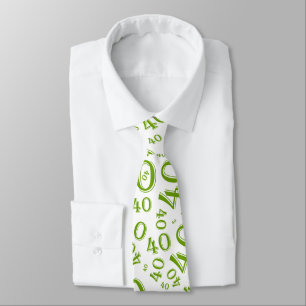 Corbata Hito 40 Patrón de número aleatorio verde/blanco