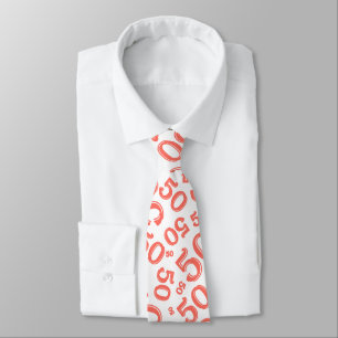 Corbata Hito 50 Patrón de número aleatorio Cora/Blanco