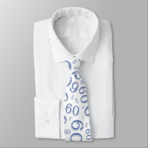 Corbata Hito 60 Patrón de número aleatorio azul/blanco