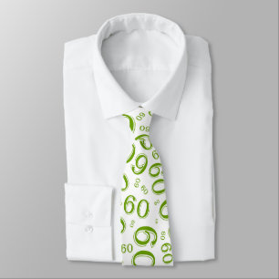 Corbata Hito 60 Patrón de número aleatorio verde/blanco