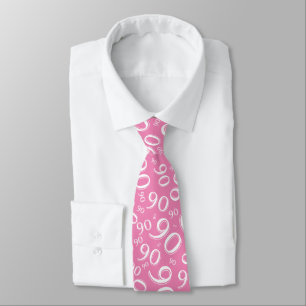 Corbata Hito 90 Patrón de número aleatorio rosa/blanco