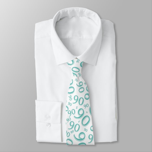 Corbata Hito 90 Patrón de número aleatorio Verde azulado/b (Atado)