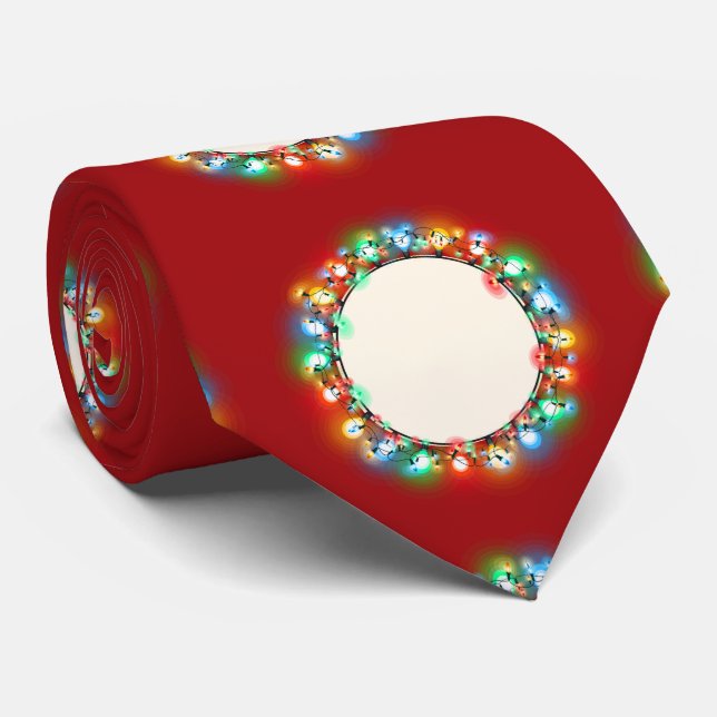 Corbata Ho Ho Ho bombillas de navidad (Enrollado)