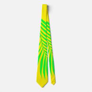 Corbata Hoja de árbol de palmas Tropical Neon Yellow Green
