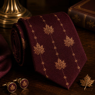 Corbata Hoja de Arce Borgoña de Lujo