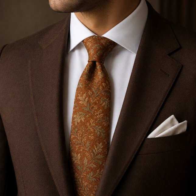 Corbata Hoja de Damasco Naranja Quemada (Subido por el creador)