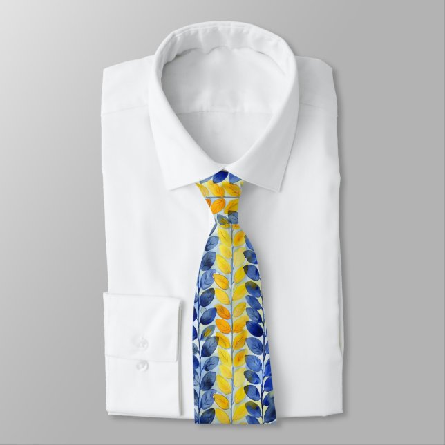 Corbata Hojas amarillas y azules (Atado)