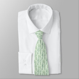 Corbata Hojas Botánicas de Eucalipto Verde para Hombres