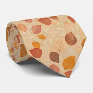 Corbata Hojas caídas secas vintage doradas naranjas rojas